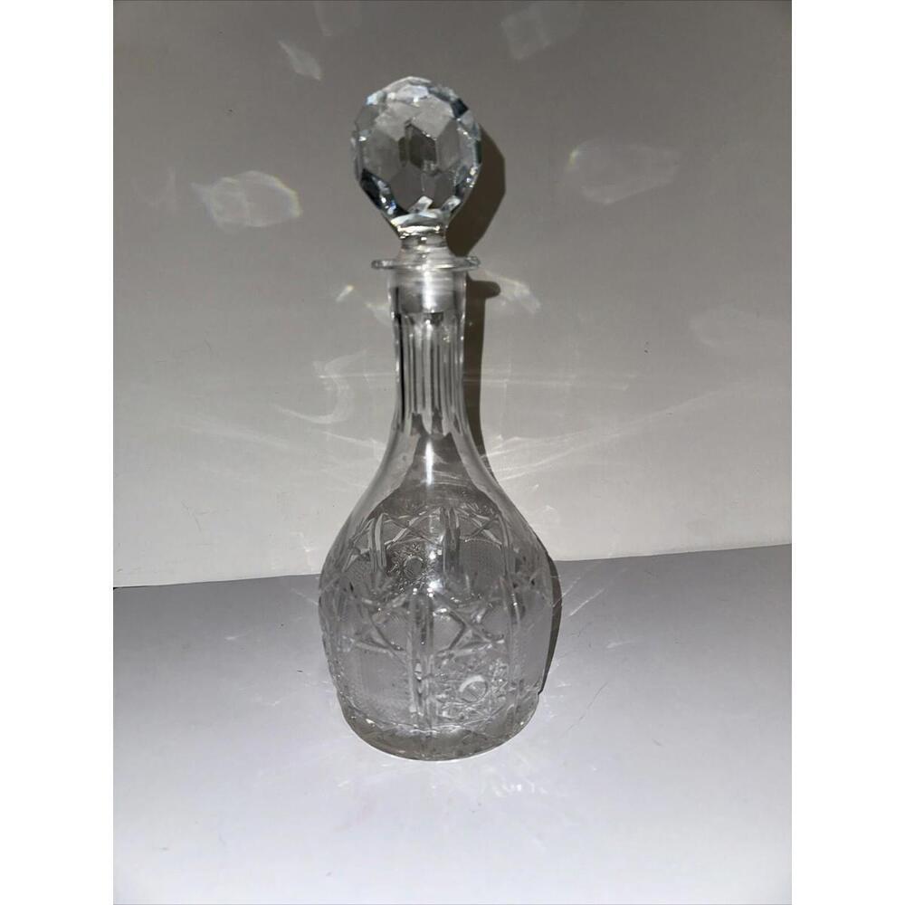 Vintage Crystal Decanter Absolutely STUNNING! With Stopper 12” Heavy